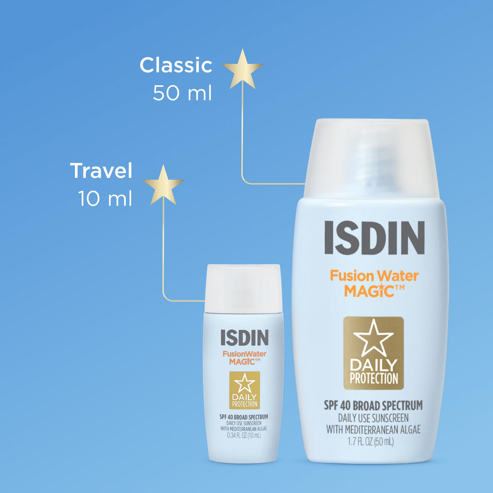 ISDIN makeup bag stores sunscreen and travel essentials for protection.