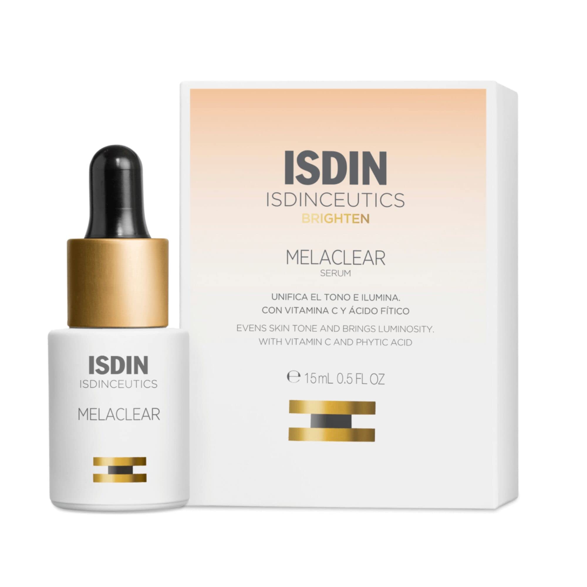 Isdin Melaclear serum bottle for travel-friendly night-time spot care