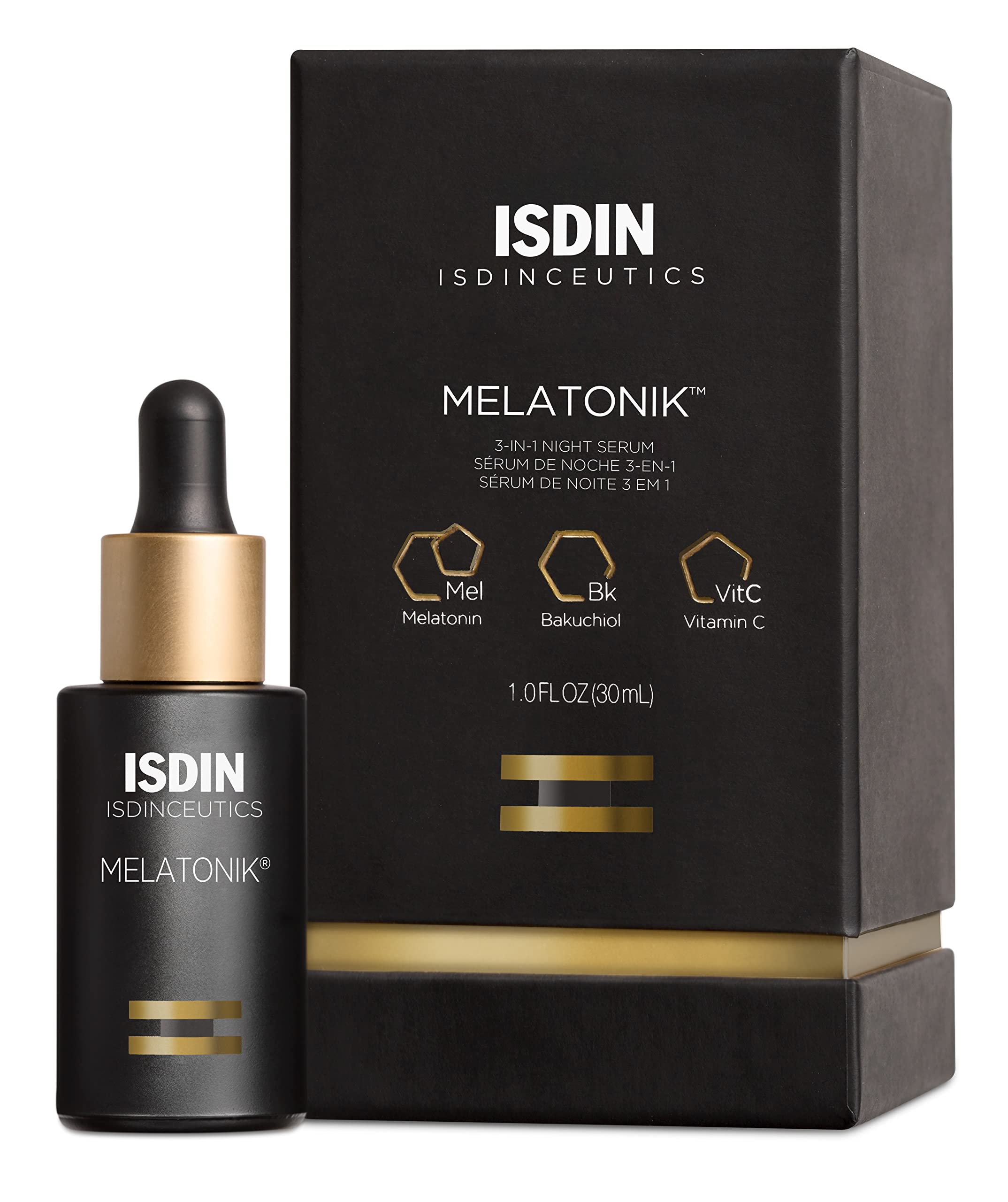 ISDIN Melatonik bottle front view for nighttime repair and glow