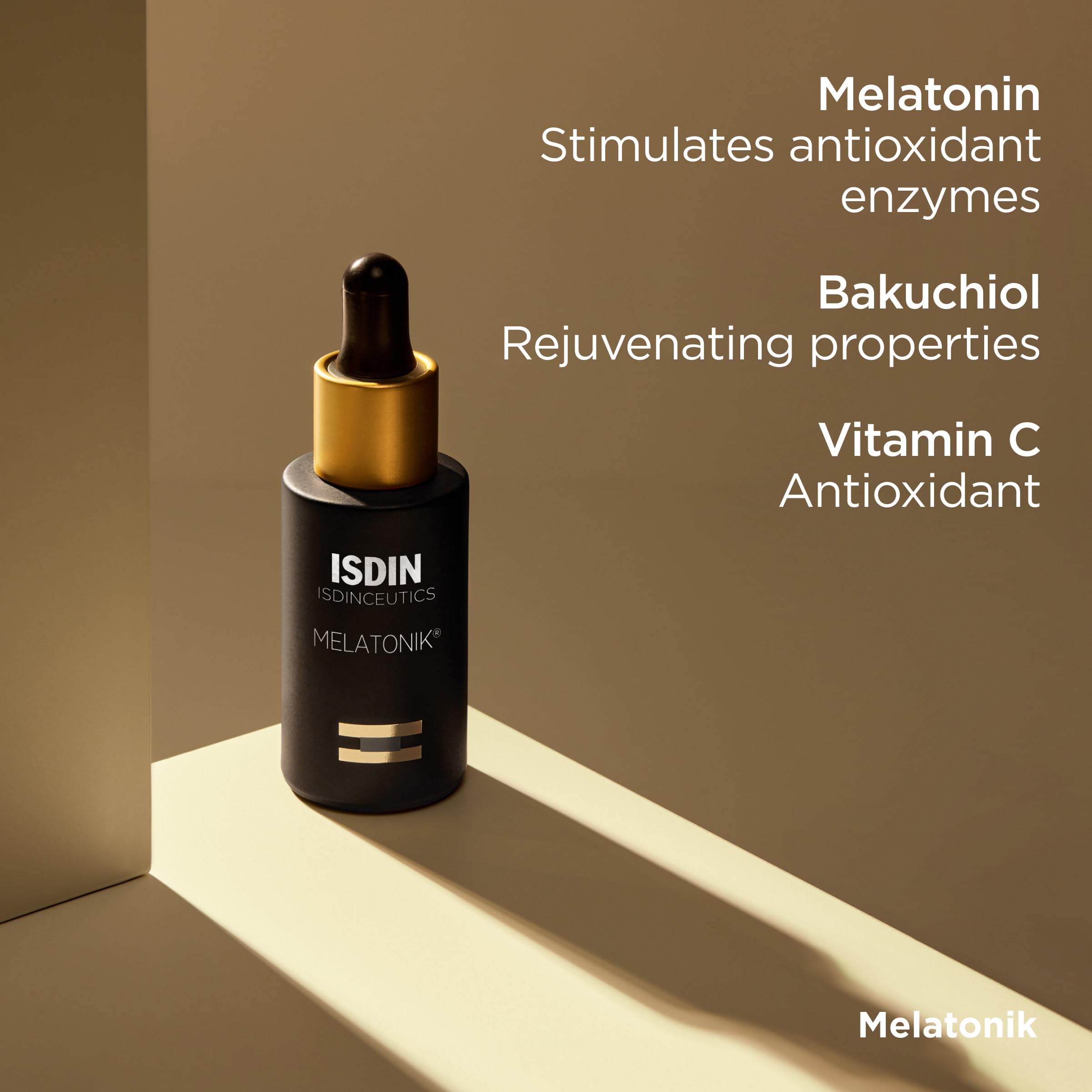 ISDIN Melatonik texture closeup shows lightweight serum feel