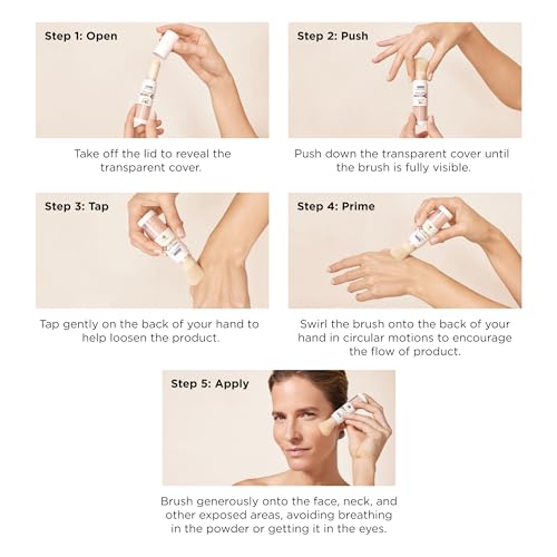 ISDIN Mineral Brush Powder shadow on face hints natural finish.