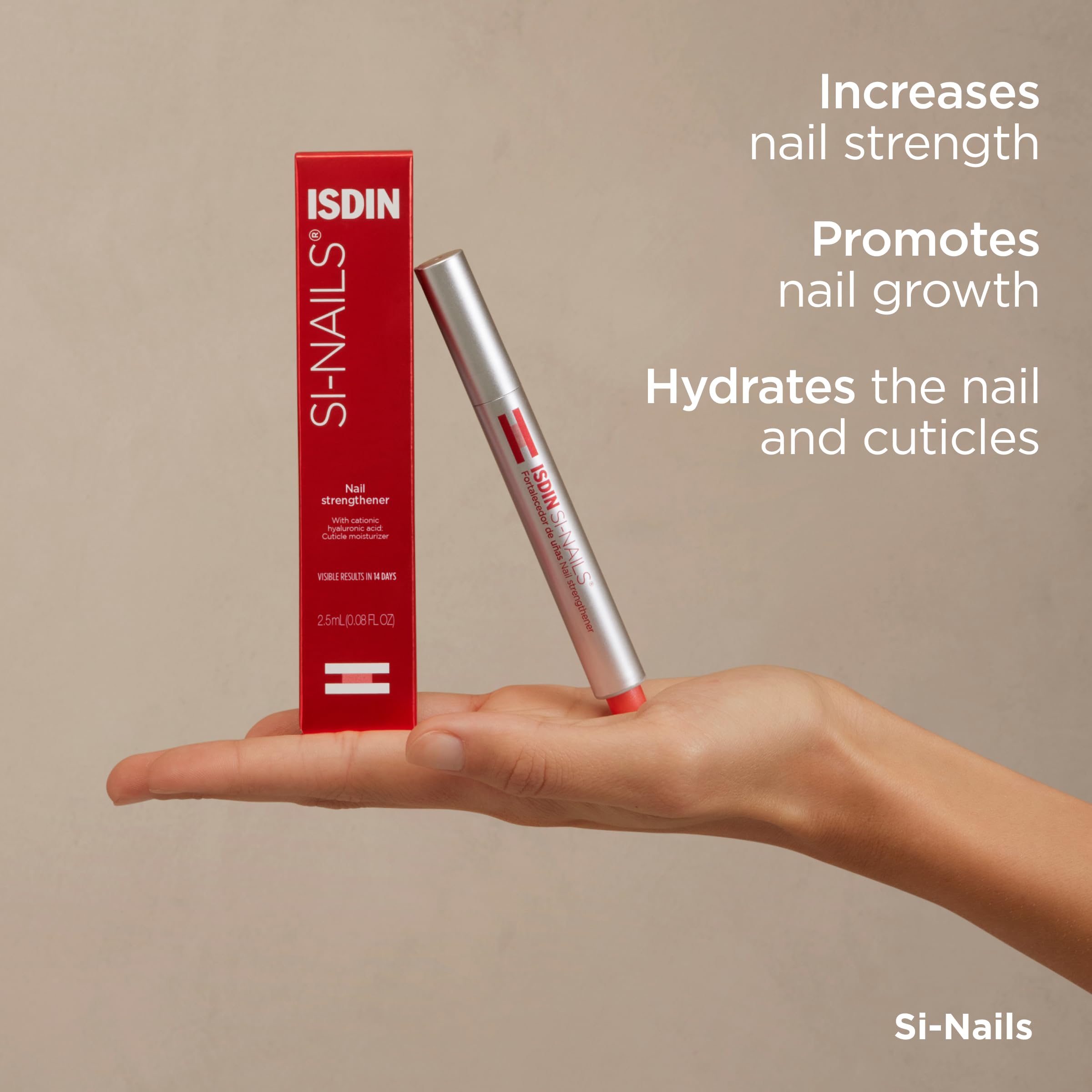 ISDIN Si-Nails nails closeup highlights reduced roughness and increased density.