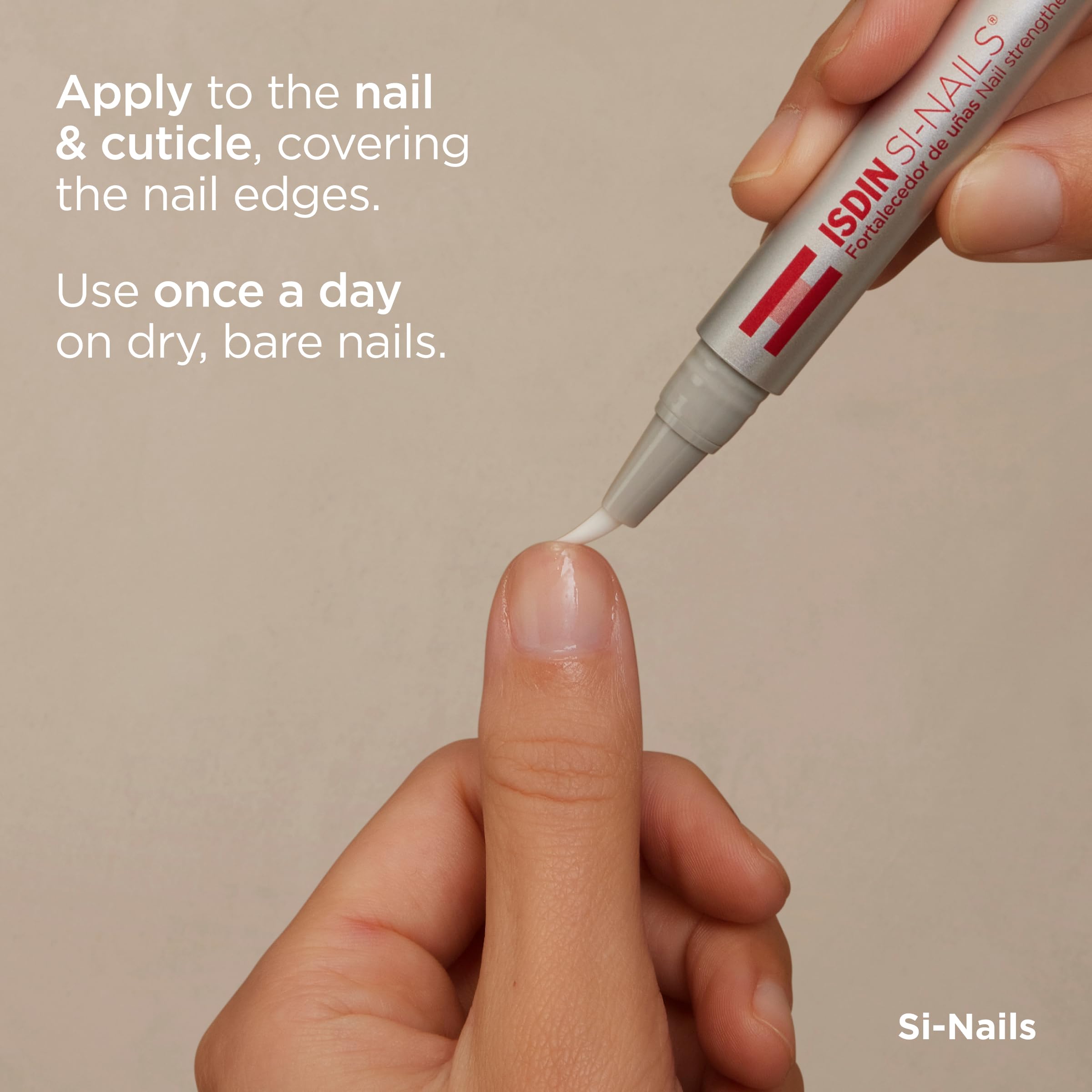 ISDIN Si-Nails compact 0.08 fl oz size fits in a small cosmetics bag.