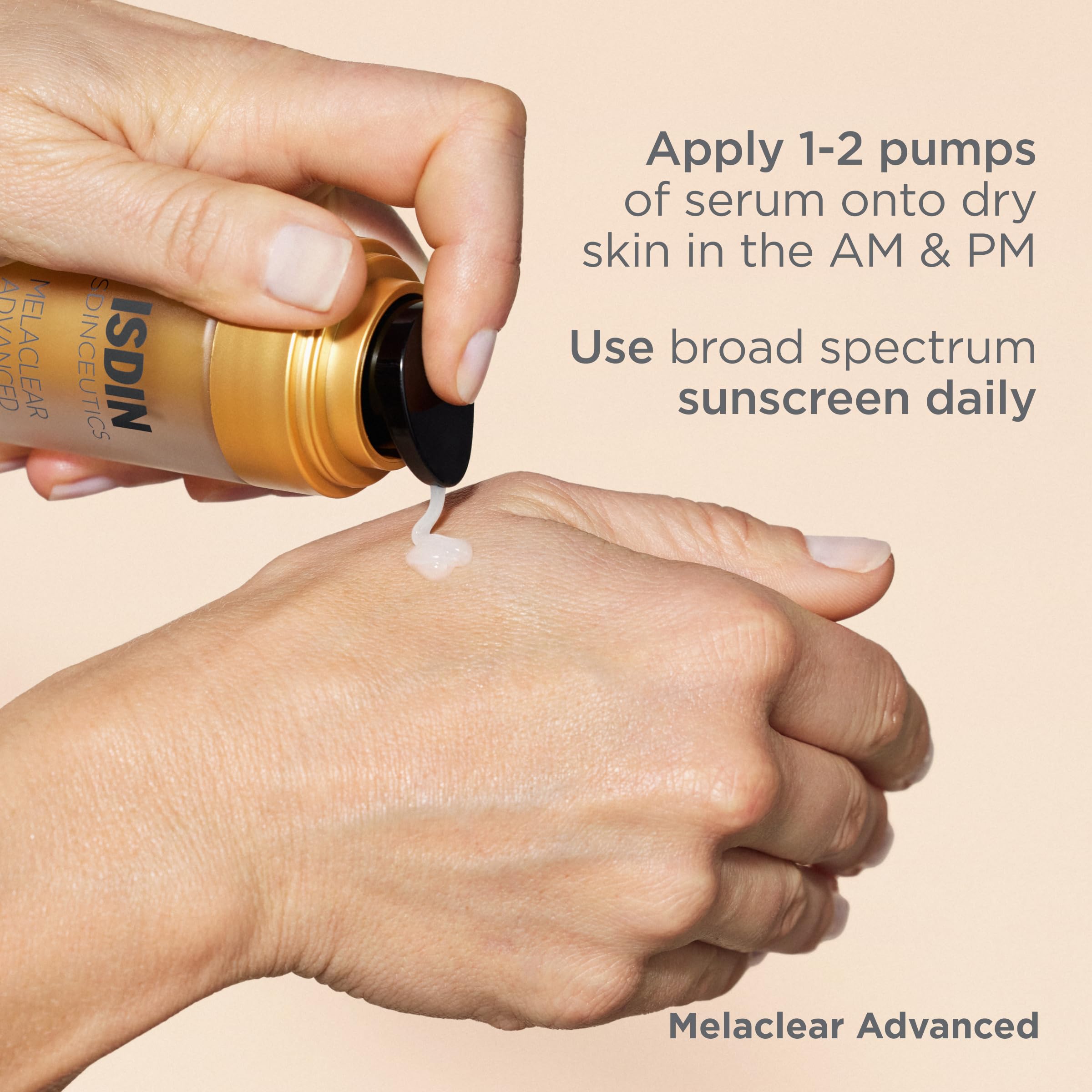 ISDIN Melaclear Advanced skin glow after use hints at radiant complexion.