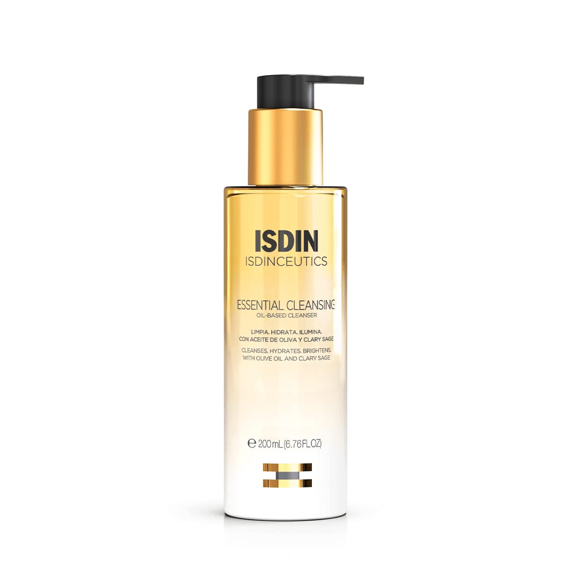 ISDIN Isdinceutics Essential Cleansing Oil makeup-removal pump offers quick makeup removal with hydration.