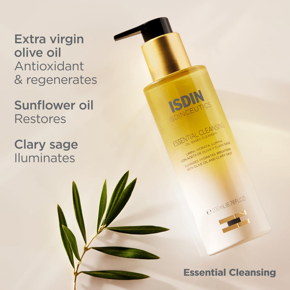ISDIN Isdinceutics Essential Cleansing Oil noncomedogenic formula suitable for all skin types.