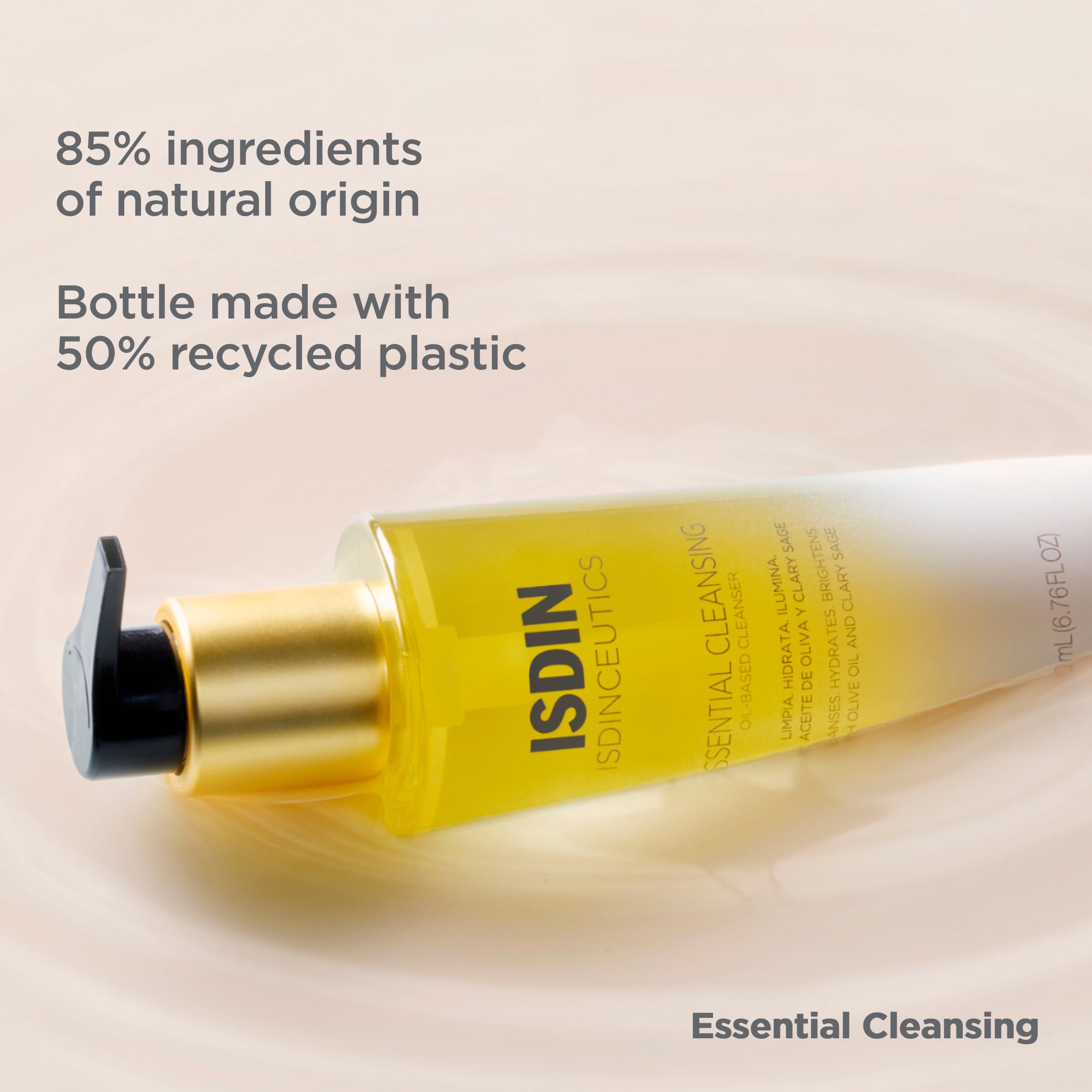 ISDIN Isdinceutics Essential Cleansing Oil sunflower-oil boosts omega benefits for barrier health.