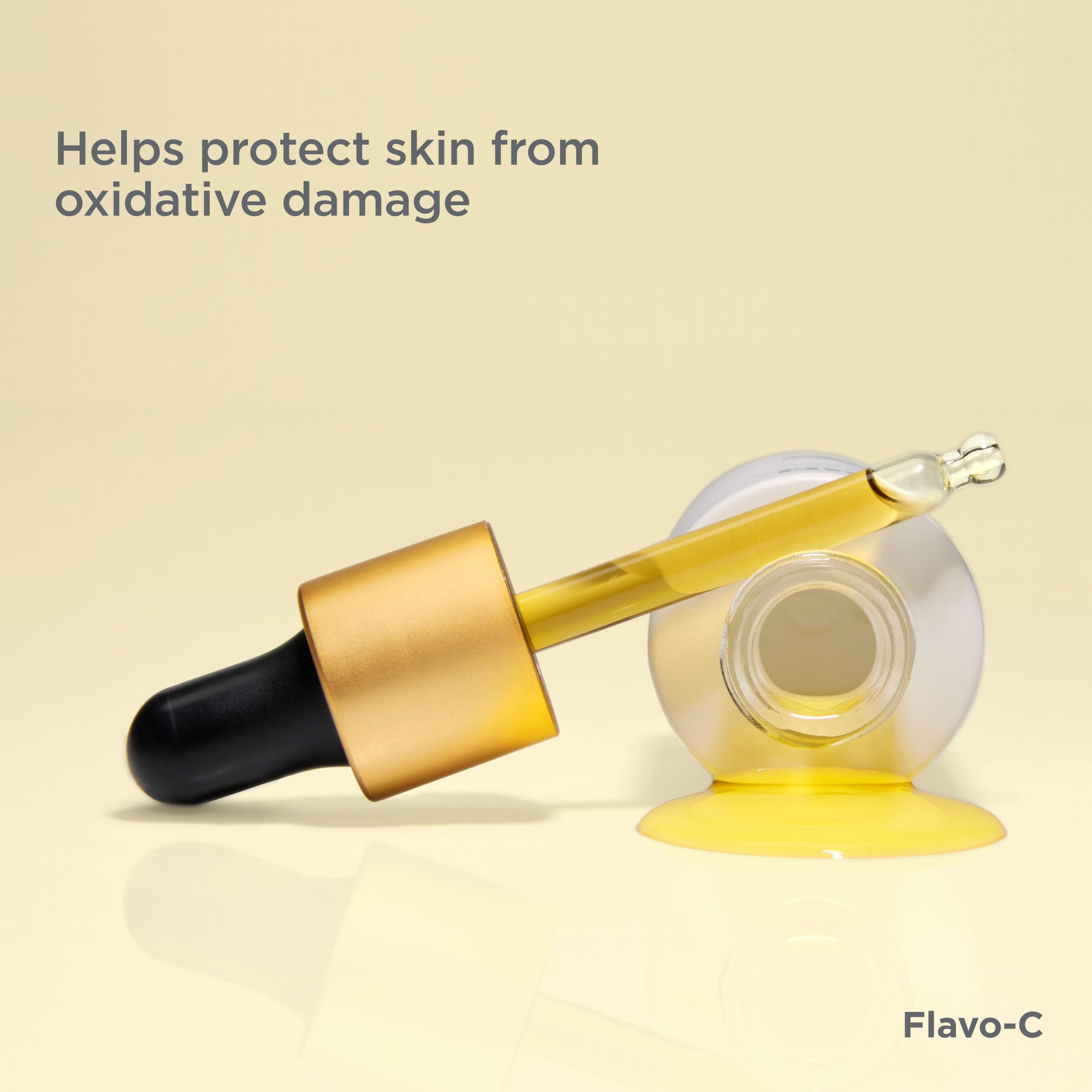 ISDIN Flavo-C brightening glow on cheek illustrates radiant, even-toned skin potential.