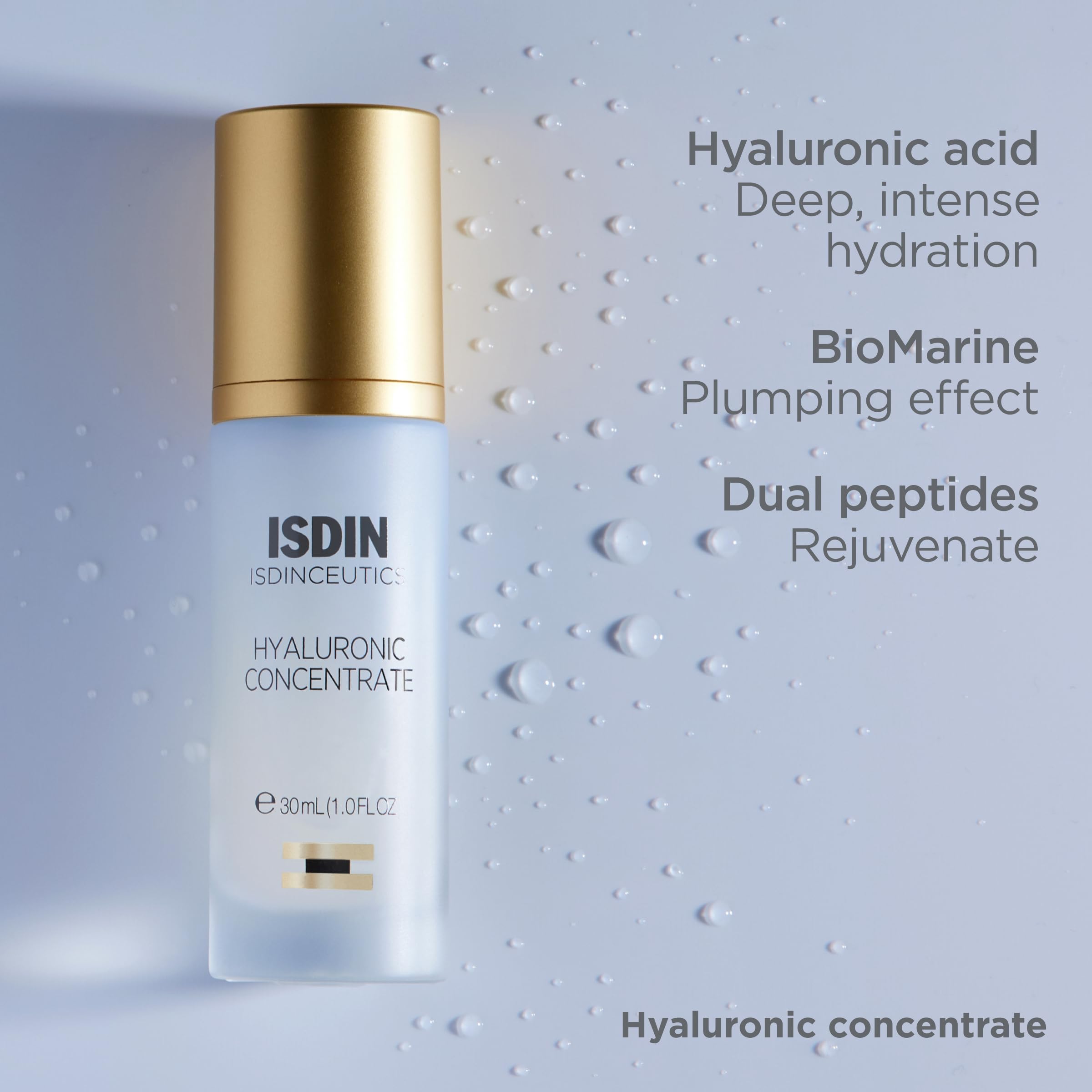 ISDIN Isdinceutics Hyaluronic Concentrate illustration of BioMarine extract highlights moisture support