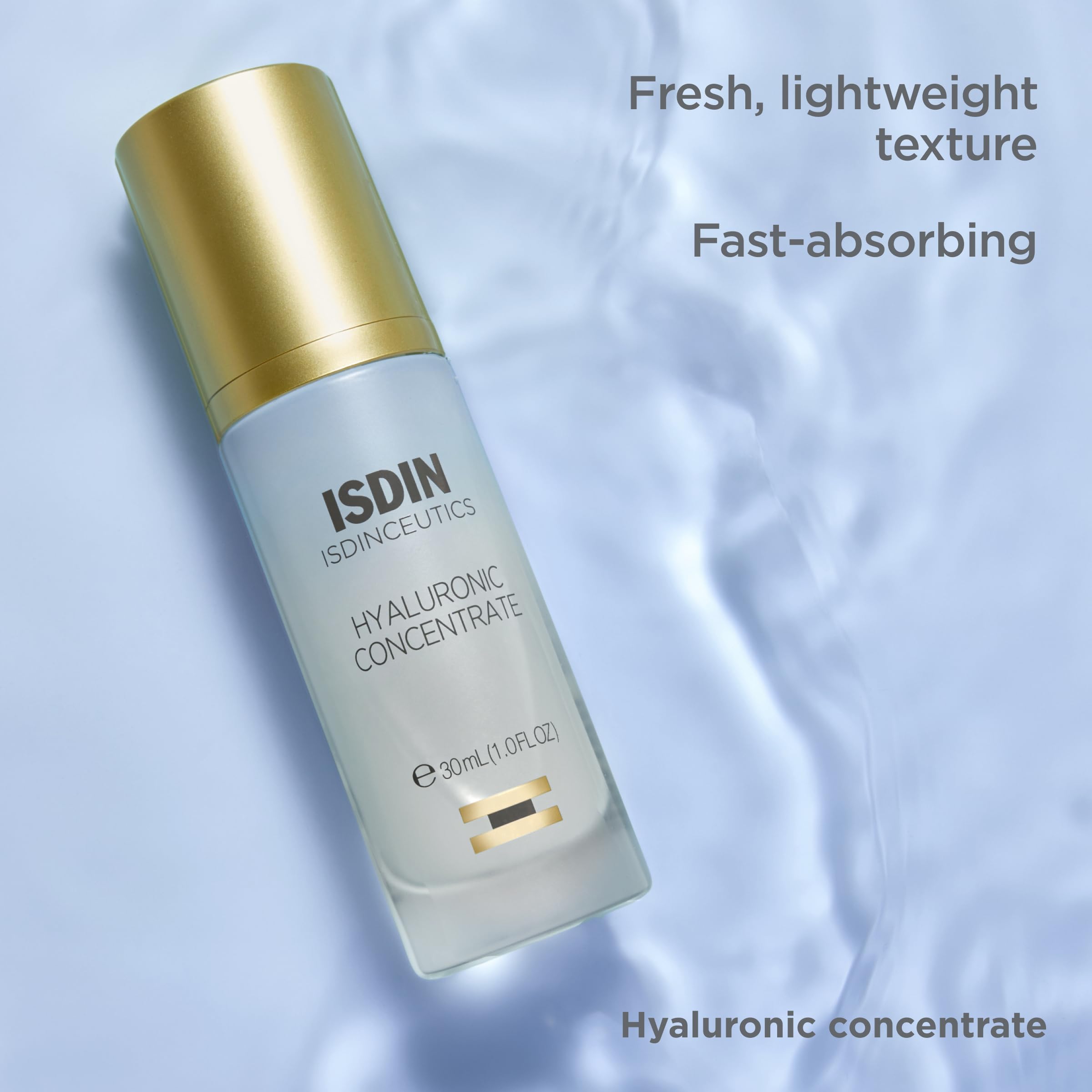 ISDIN Isdinceutics Hyaluronic Concentrate travel-size packaging highlights on-the-go hydration