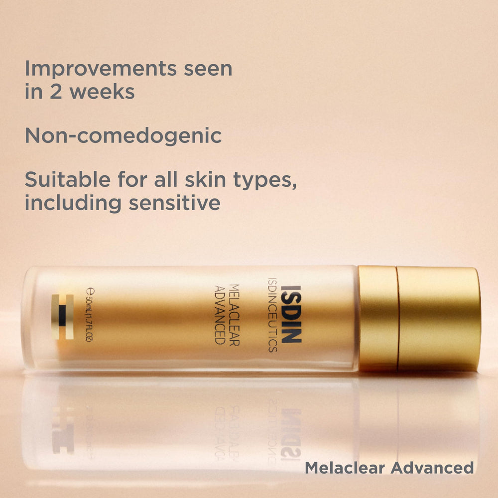Tranexamic acid close-up on ISDIN Melaclear Advanced highlights targeted discoloration correction.