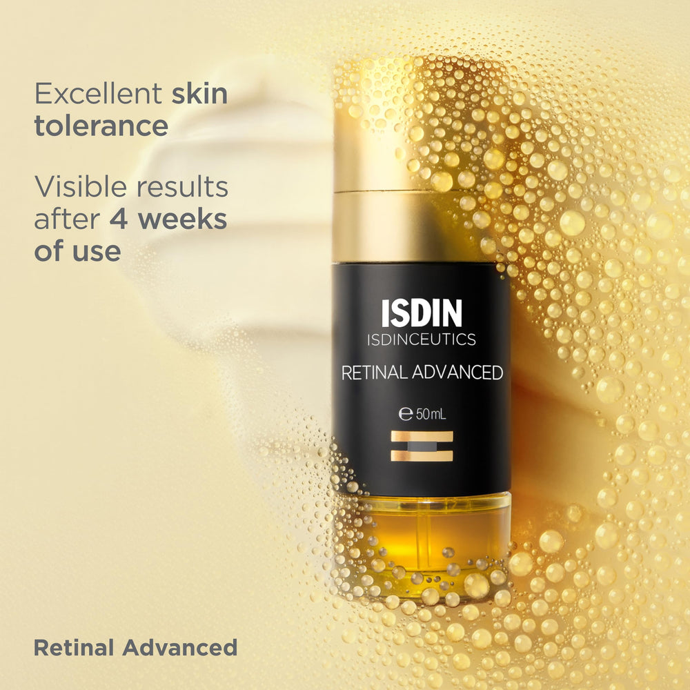 ISDIN Isdinceutics Retinal Advanced night-application scene highlights gentle skincare routine.