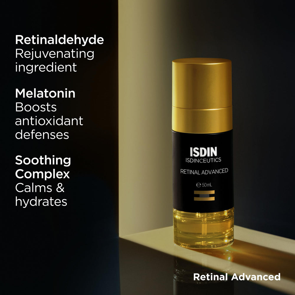 ISDIN Isdinceutics Retinal Advanced skin texture closeup hints at smoother tone.