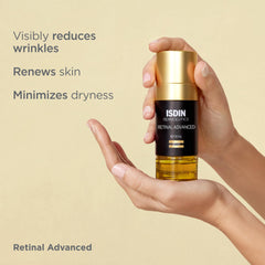 ISDIN Isdinceutics Retinal Advanced texture swatch demonstrates smoothing effect for refreshed skin.