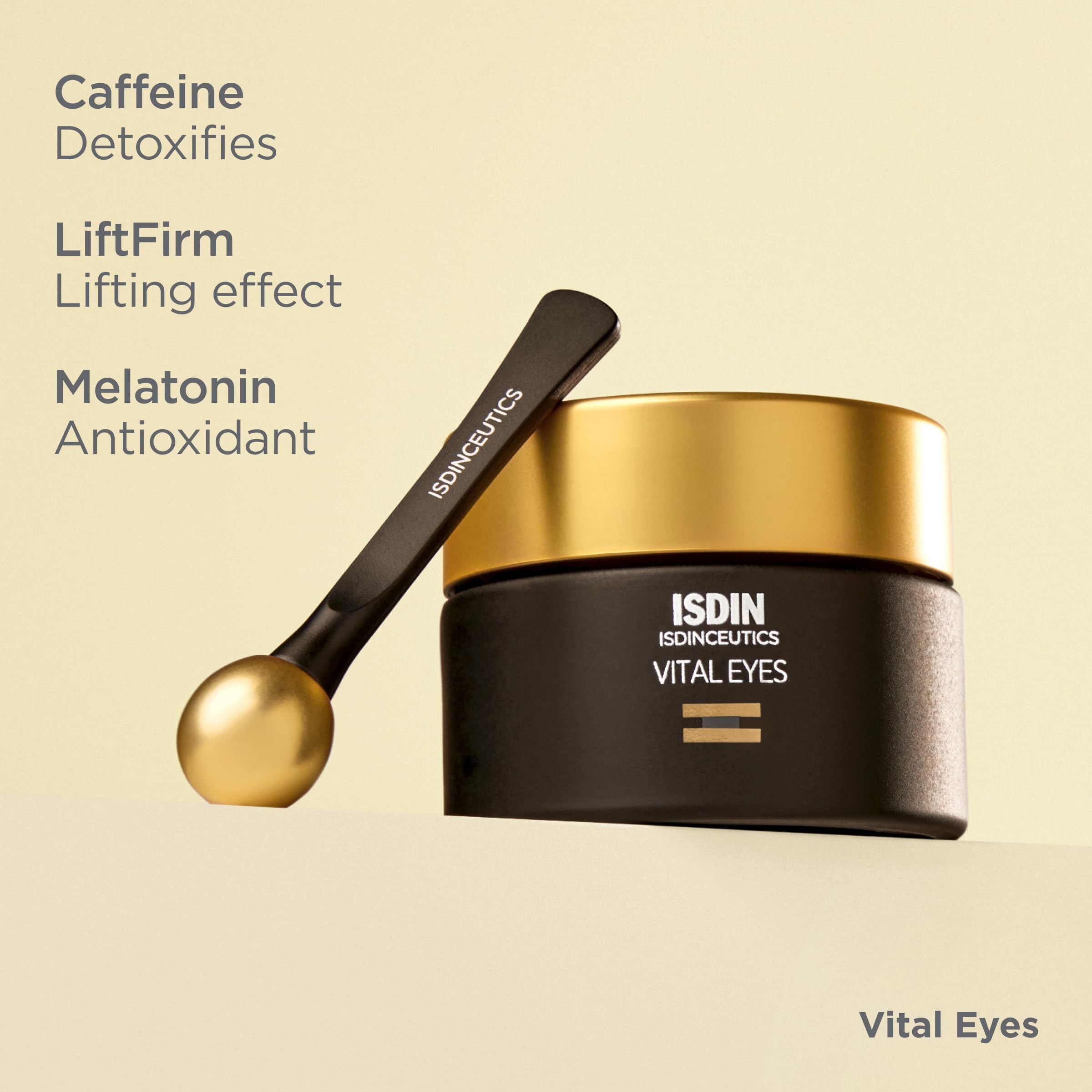 ISDIN Isdinceutics Vital Eyes under-eye-area application demonstrates precise placement before sleep.