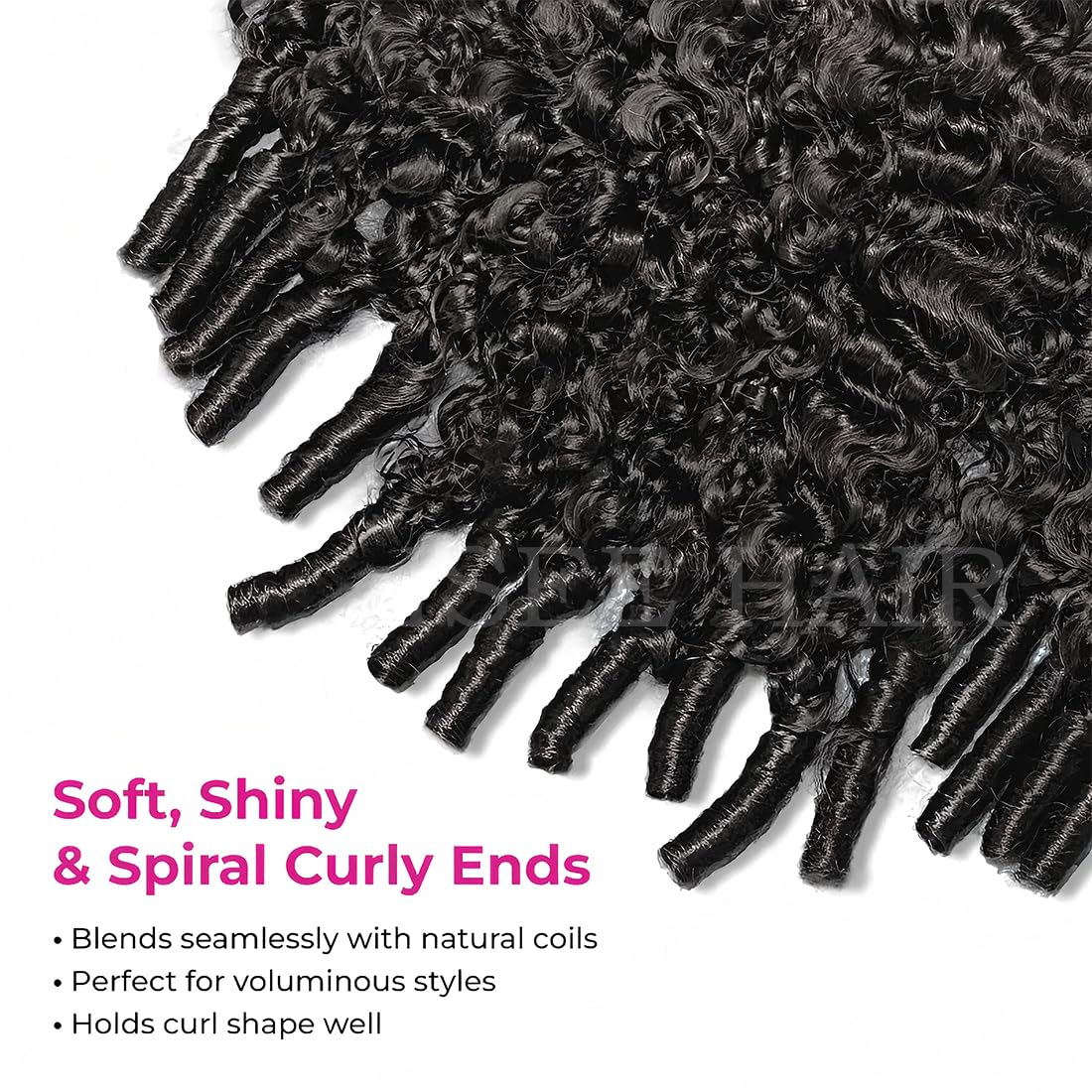 ISEE Burmese curly hair texture closeup, natural bounce and softness
