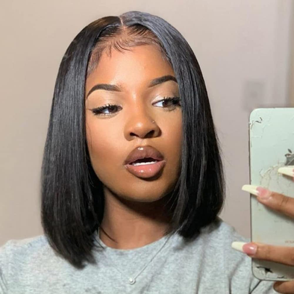 ISEE Hair Glueless Wear and Go Wig front view shows a realistic bob frame for everyday confidence