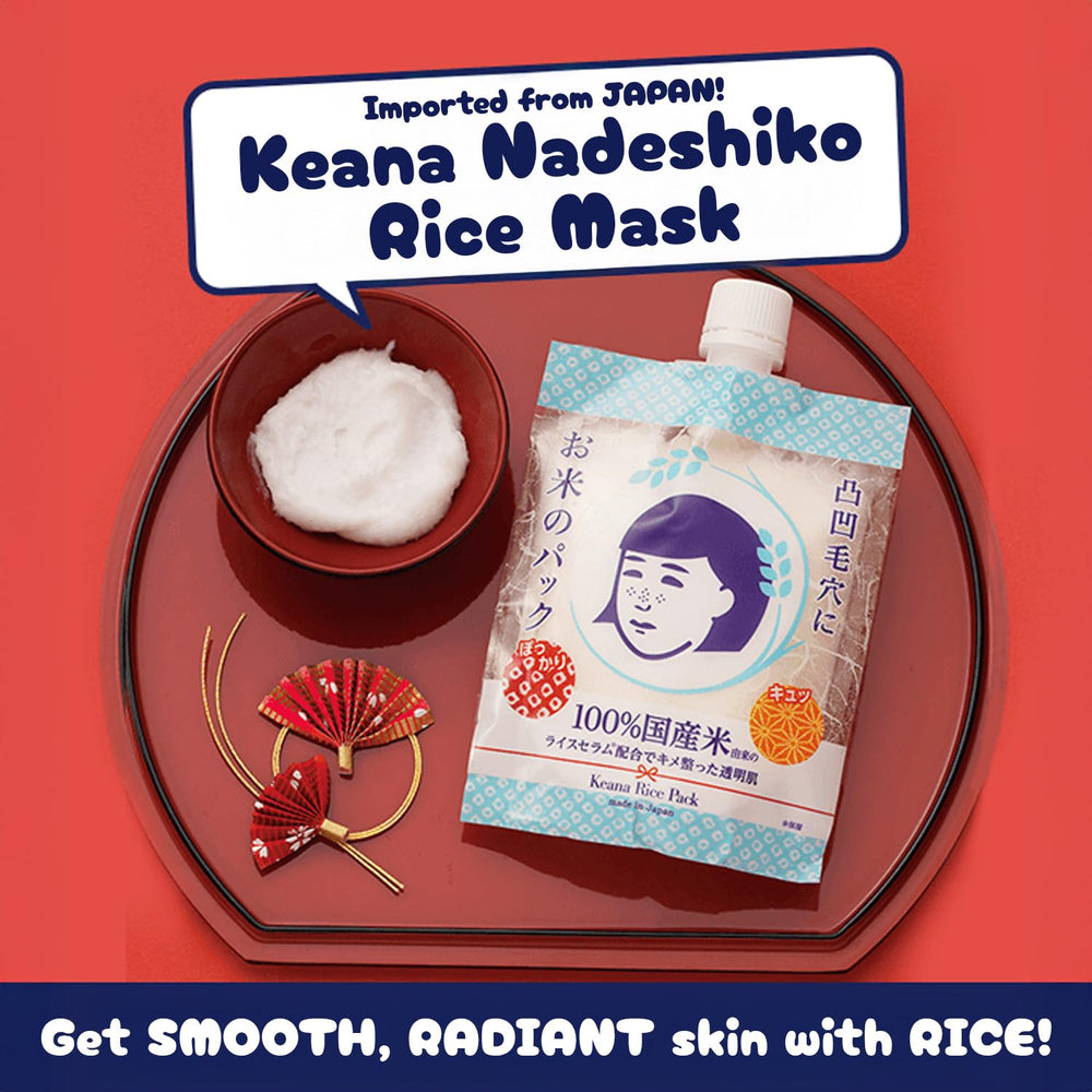 Ishizawa Keana Rice Face Pack applied to face for gentle pore care