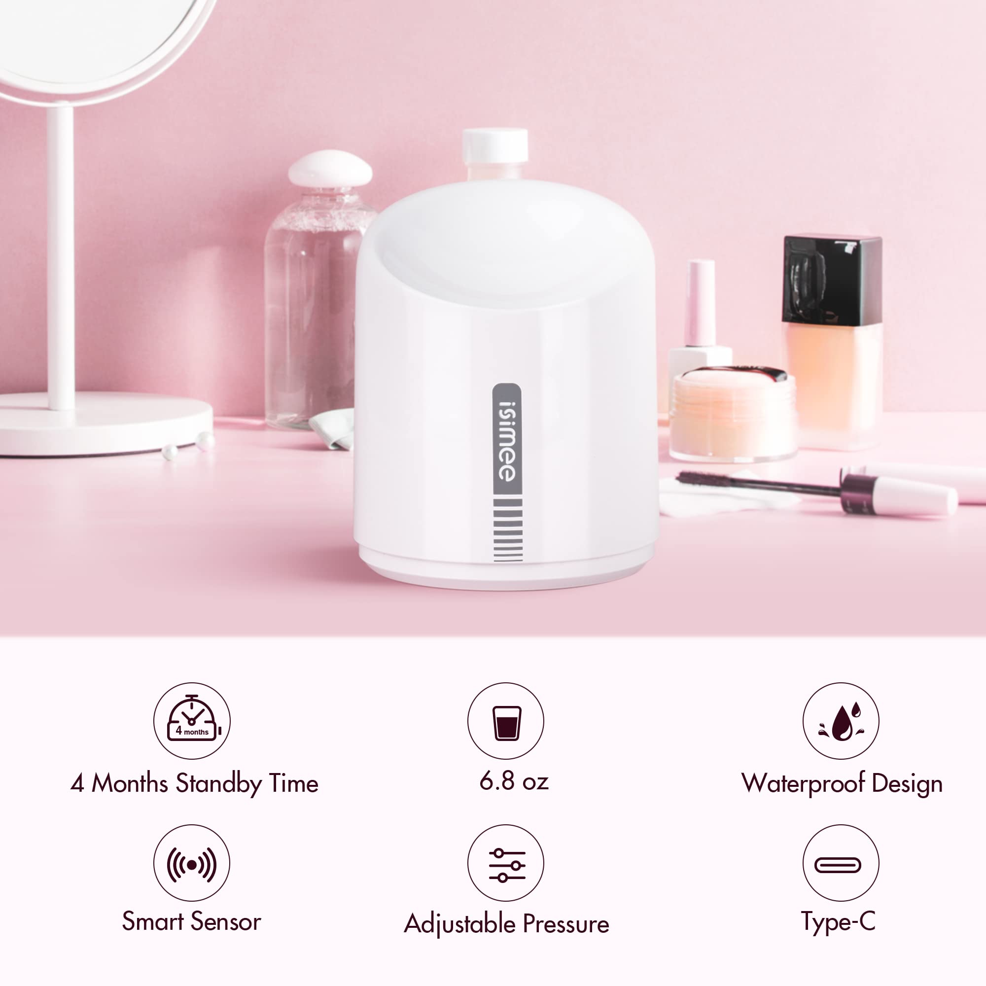 ISIMEE compact design for space-saving use at vanity or travel.