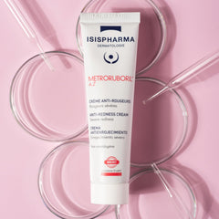 IsisPharma Metroruboril calming formula bottle emphasizes soothing care.