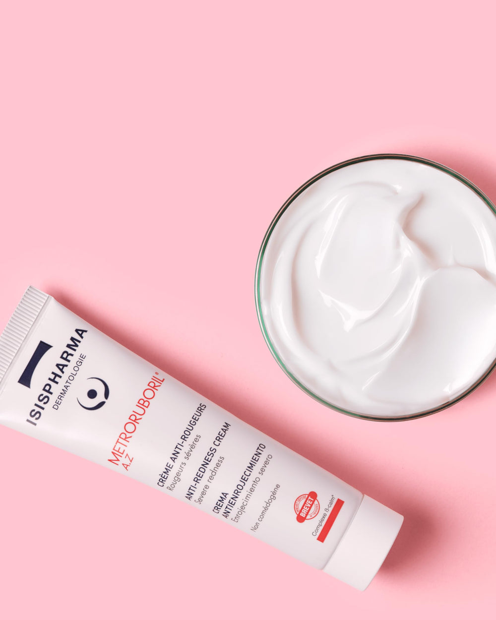 IsisPharma Metroruboril redness areas image highlights targeted redness reduction.