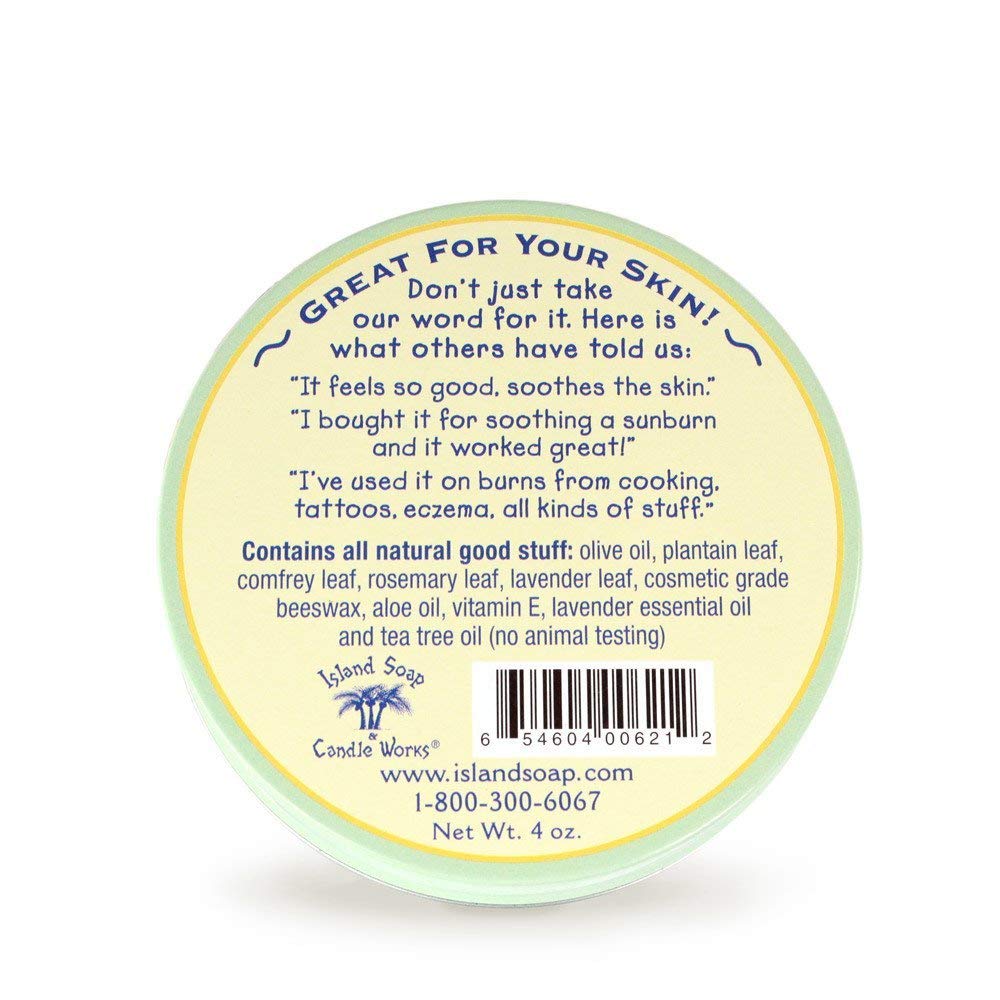 Isla nd Soap & Candle Works Surfer's Salve plantain-leaf ingredients soothe wind-exposed skin