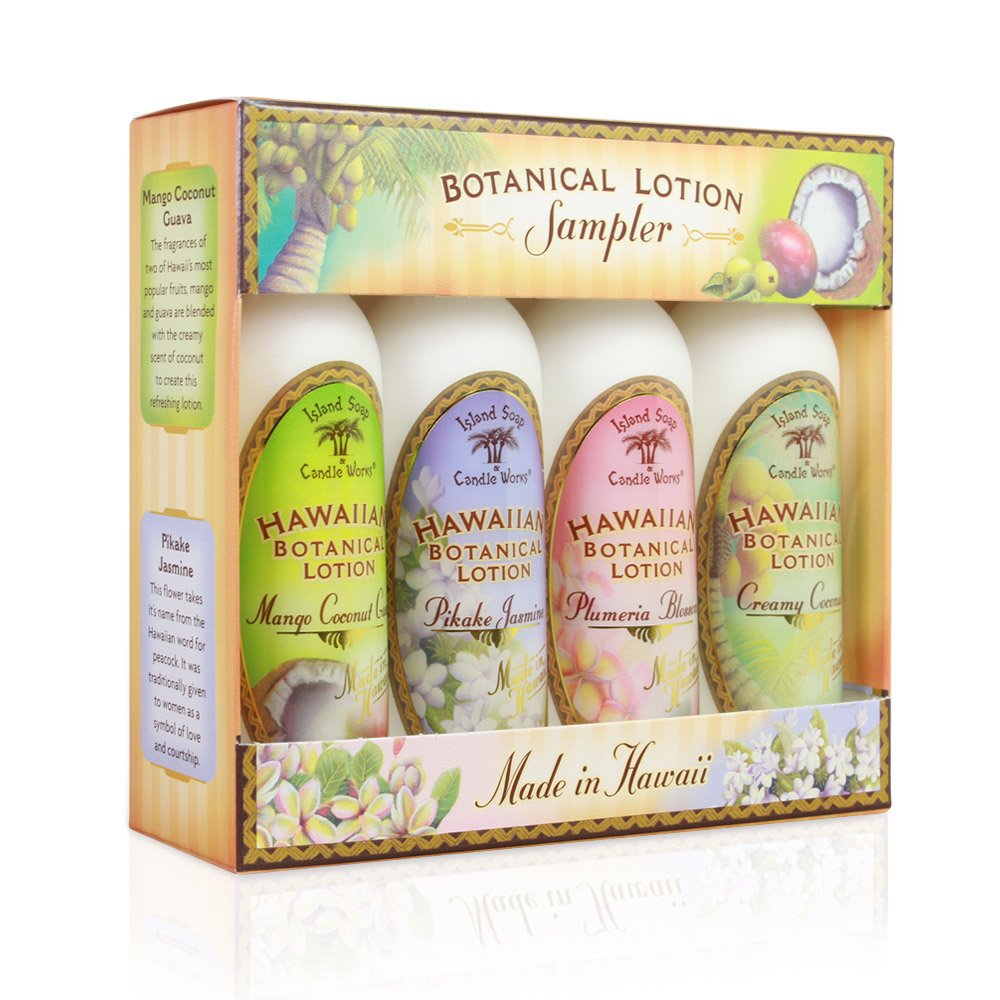 Island Soap and Candle Works botanical lotion sampler gift-pack ideal for gifting or trying scents.