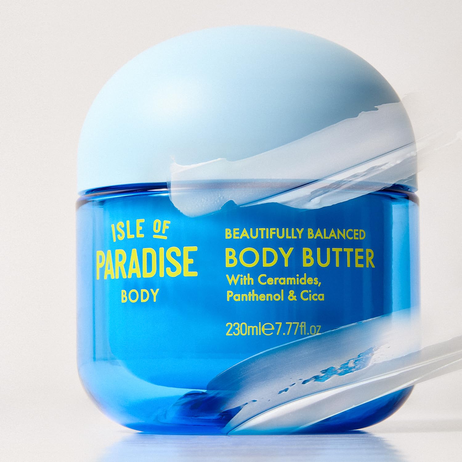 Isle of Paradise Beautifully Balanced Body Butter with cica soothes daily use.