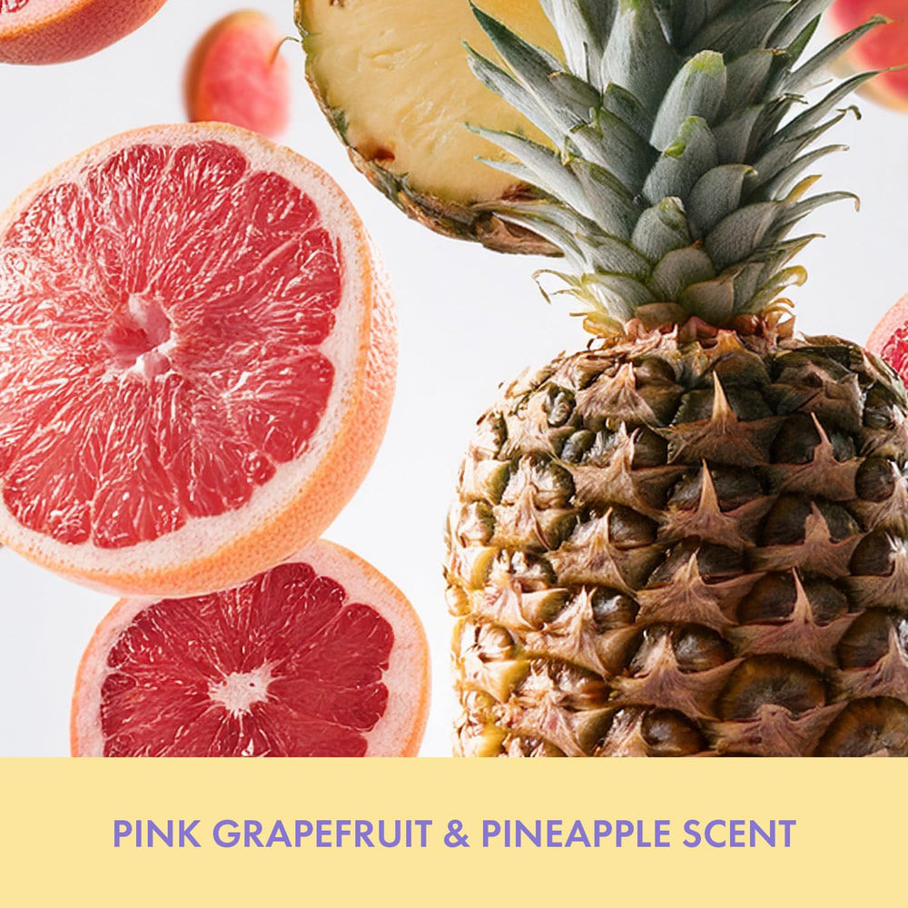 Isle of Paradise Brilliantly Bright Body Polish ingredients graphic emphasizing vitamin C and hyaluronic acid.