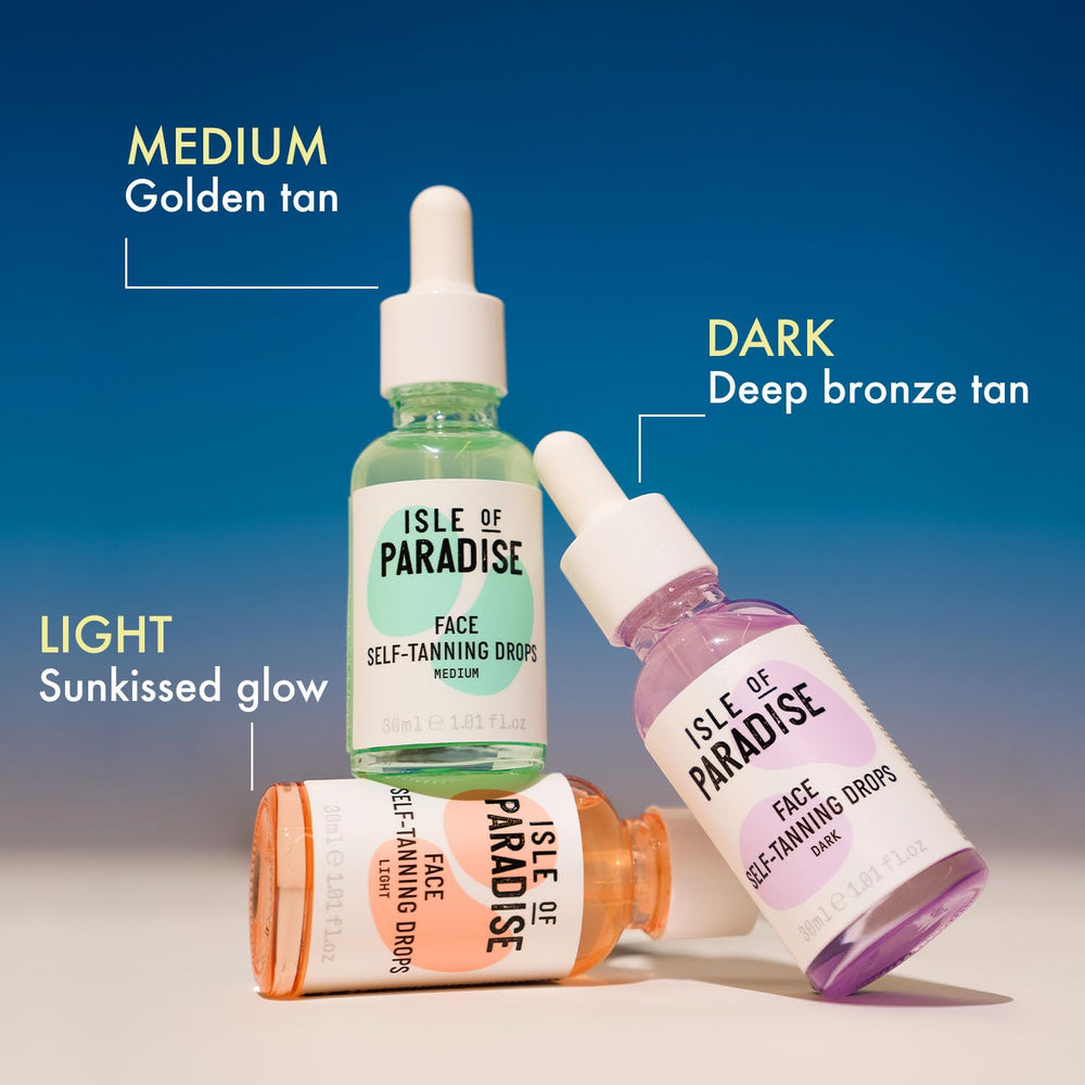 Isle of Paradise drops applied to skin for a gradual, natural bronze