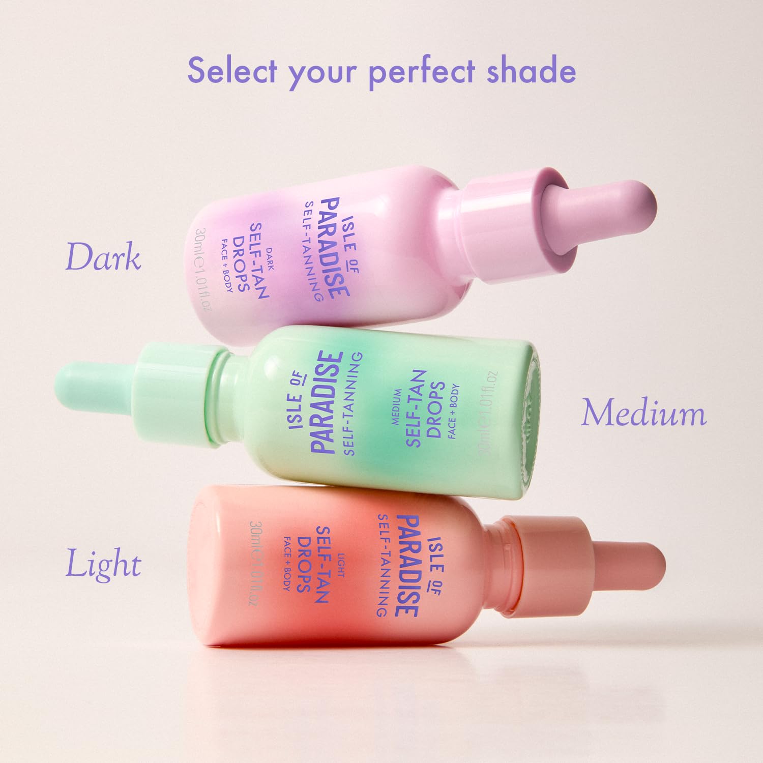Isle of Paradise self tanning drops suitable for all skin types and tones