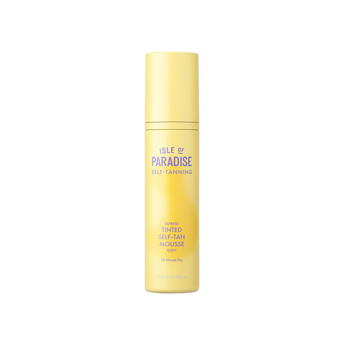 Isle of Paradise Express Tinted Self Tan Mousse pump shows quick 30-minute development for easy on-the-go tanning.