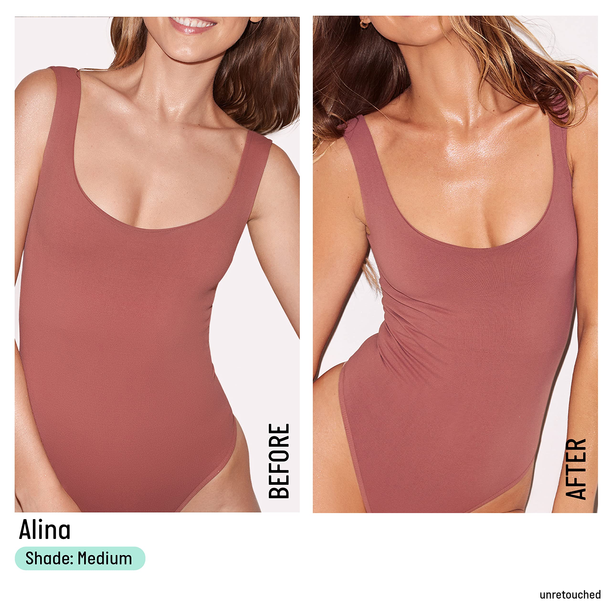 Isle of Paradise self-tanning drops arm swatches reveal an even bronze.