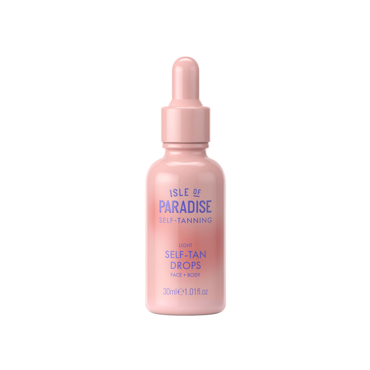 Isle of Paradise self tanning drops light bottle close-up for a natural bronze glow