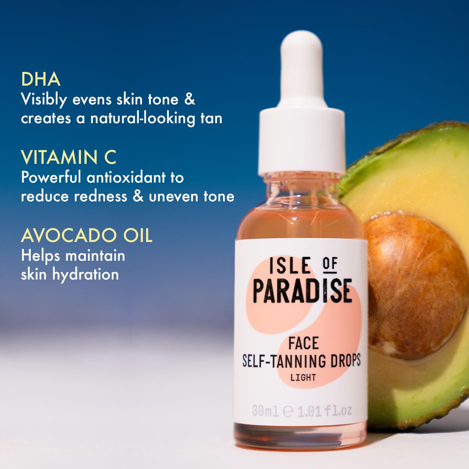 Drops mixed with moisturizer forming a personalized hydrating tan.