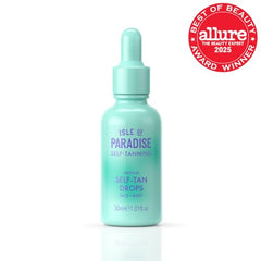 Isle of Paradise self-tanning drops mixing with moisturizer for customizable daily glow