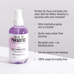 Isle of Paradise Self-Tanning Water transfer-proof mist prevents stains on clothes.