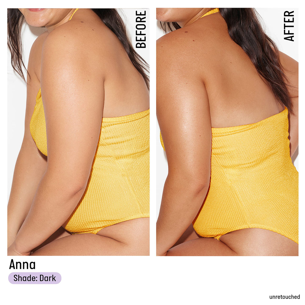 Isle of Paradise Self-Tanning Water violet color-correcting boosts bronze with gentle tone.