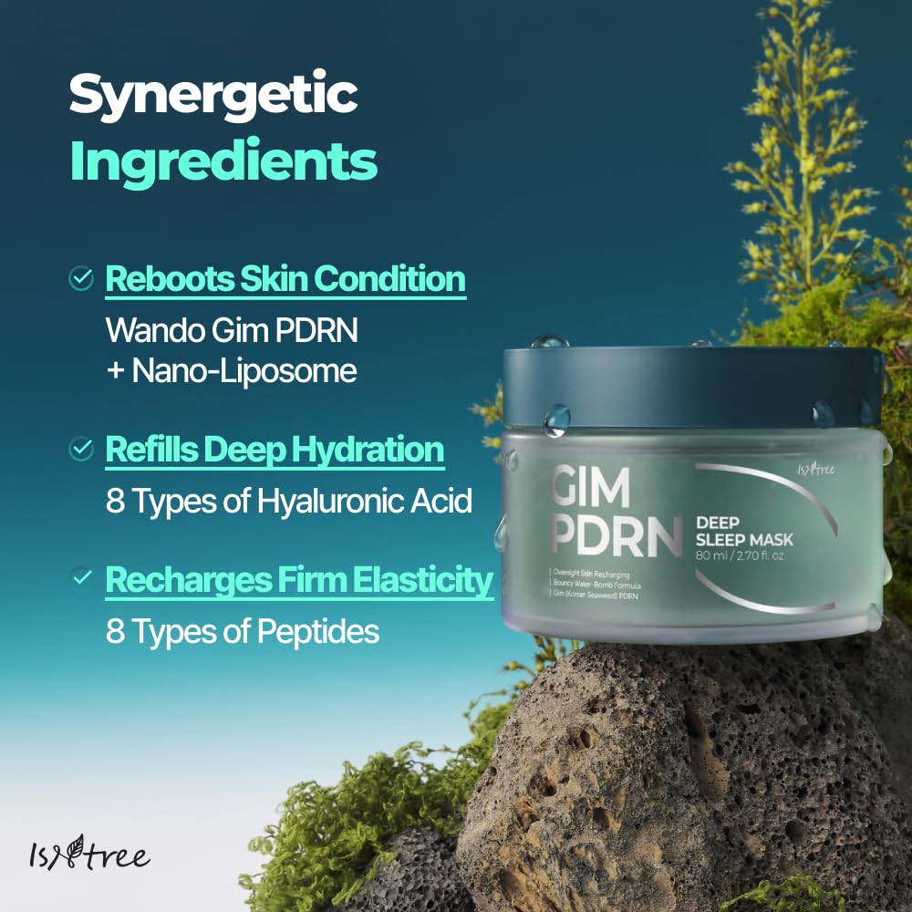 IsNtree Gim PDRN Jar Open showing gel texture ready for night care.