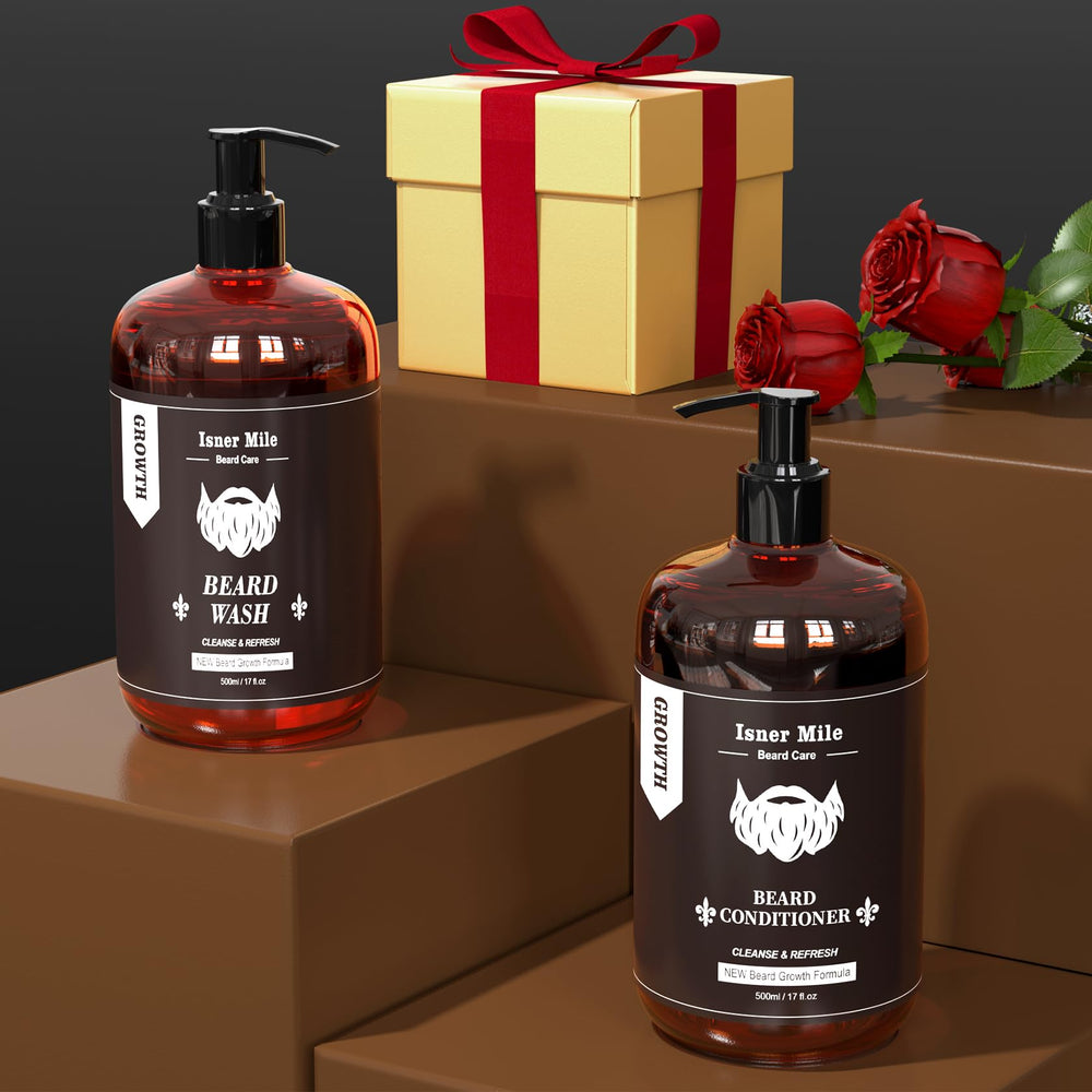 ISNER MILE beard conditioner 17oz bottle for detangling and smoother skin.