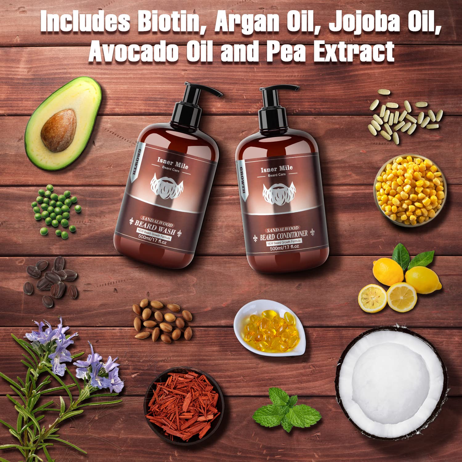 ISNER MILE biotin-argan-jojoba oil drops nourishing beard and skin.