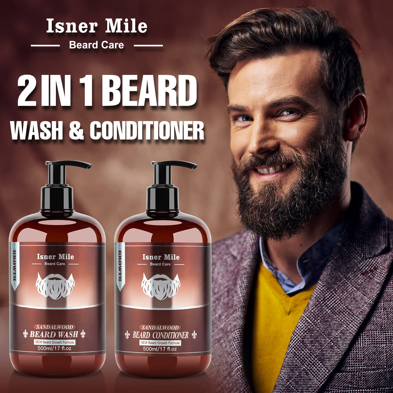 ISNER MILE sandalwood scent packaging highlighting masculine grooming routine.