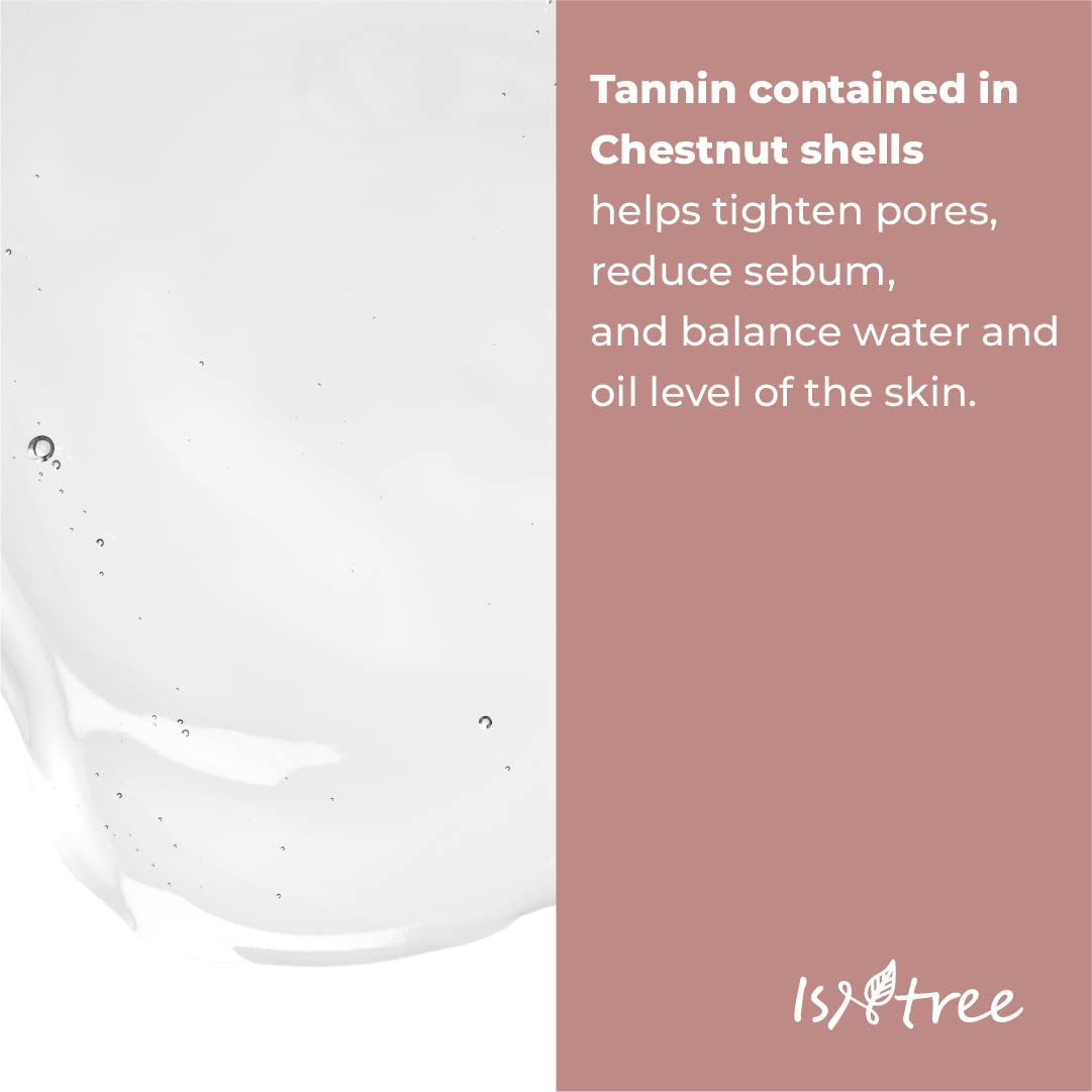 ISNTREE Chestnut AHA 8% Clear Essence packaging detail highlights premium Korean skincare.