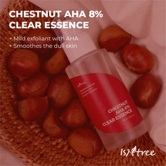 ISNTREE Chestnut shells upcycled ingredients shown as eco-conscious skincare.