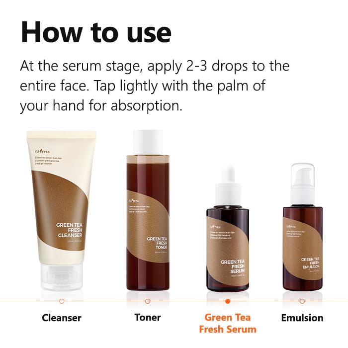 IsNTREE Green Tea Fresh Serum travel-friendly bottle ready for daily skincare.
