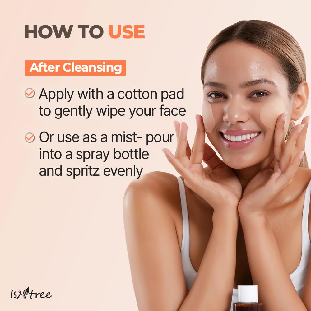ISNTREE green tea fresh toner application shot morning routine context.
