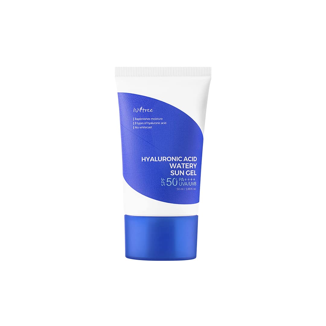 IsNtree Hyaluronic Acid Watery Sun Gel bottle, lightweight hydration and SPF 50 protection for daily use