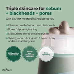 IsNtree Mugwort Calming Clay Mask application on skin shows soothing layer