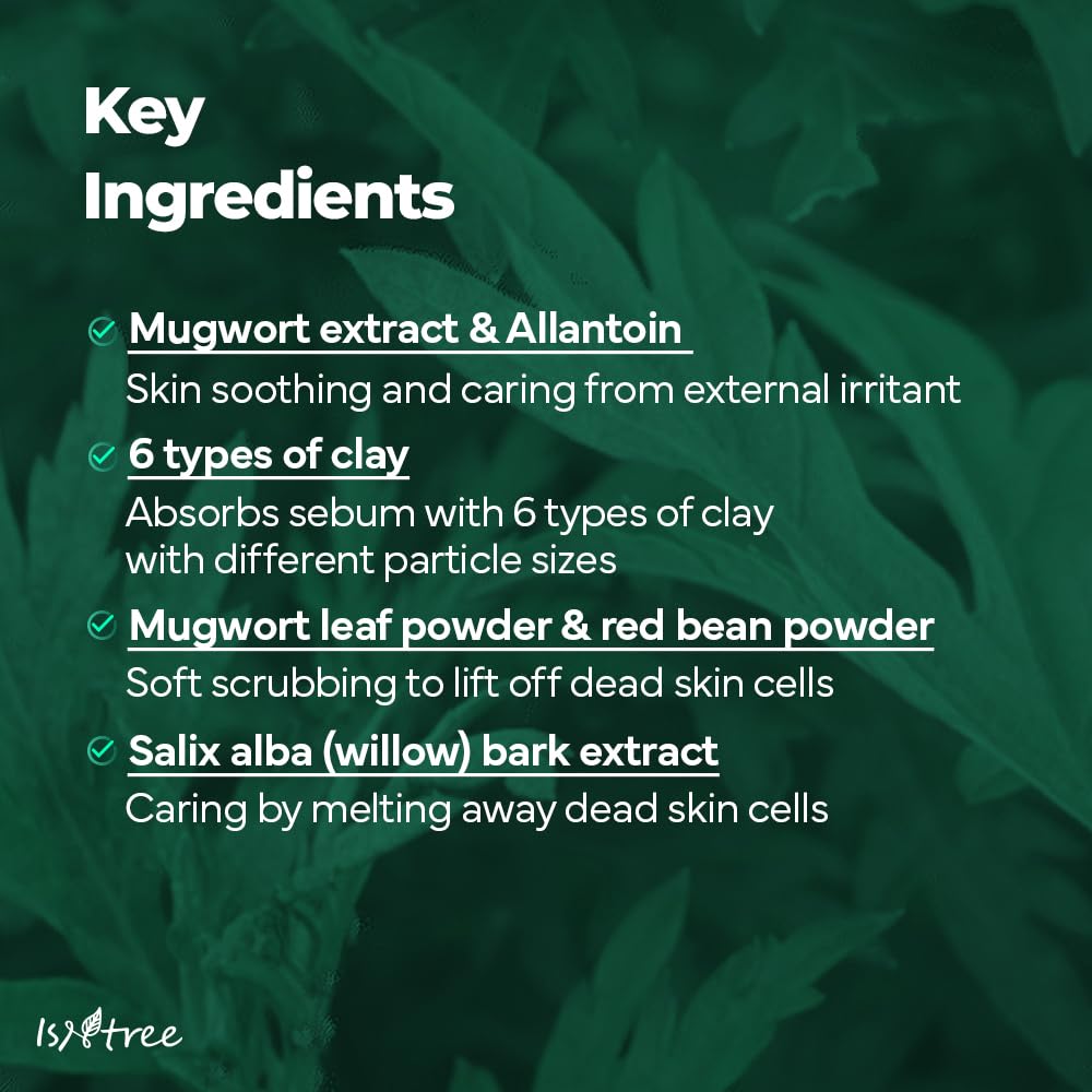 IsNtree Mugwort Calming Clay Mask on bathroom counter ready for routine