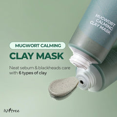 IsNtree Mugwort Calming Clay Mask texture close-up displaying creamy clay